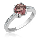 Ring - Sterling Silver Pink Solitaire & Baguette Accent Ring
