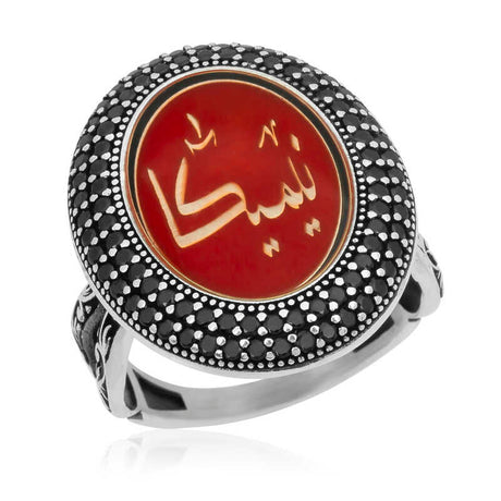 Women's Ring - Sterling Silver Personalized Arabic Calligraphy Statement Ring