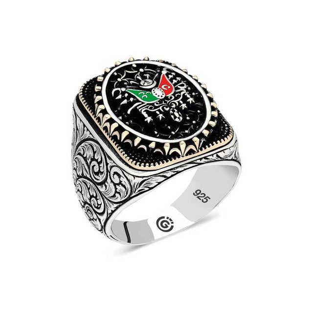 Artisan Sterling Silver Oval Ottoman Emblem Ring