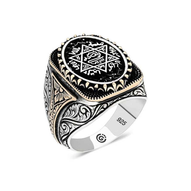 Premium 925 Sterling Silver Seal of Solomon Oval Men's Ring