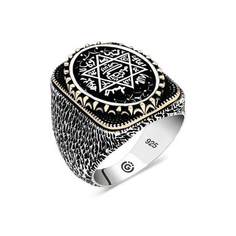 Silver Seal of Solomon Oval Mens Ring