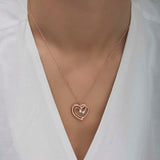 Rose Gold Plated Silver - Intertwined Hearts Necklace with Zirconia
