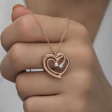 Rose Gold Plated Silver - Intertwined Hearts Necklace with Zirconia