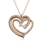 Rose Gold Plated Silver - Intertwined Hearts Necklace with Zirconia