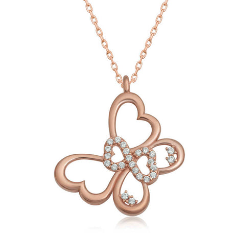 Rose Gold Plated Sterling Silver Infinity Butterfly Necklace