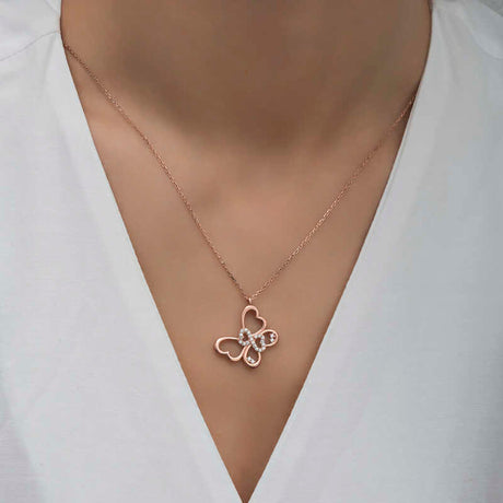 Rose Gold Plated Sterling Silver Infinity Butterfly Necklace