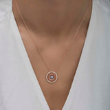Rose Gold Plated Silver - Sparkling Evil Eye Medallion Necklace