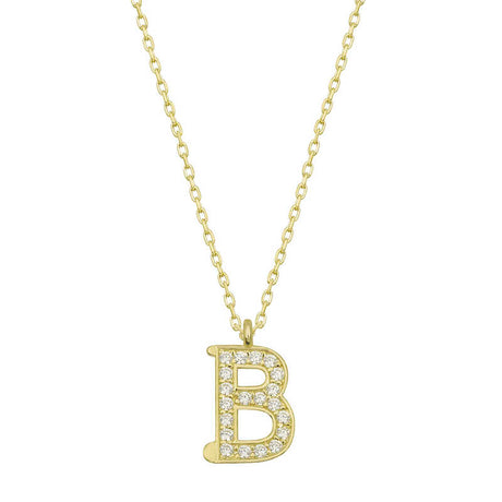 Gold-Tone Initial B Necklace - Sparkling Cubic Zirconia Pendant