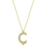 Initial Necklace - Gold-Tone Pave 'C' Letter Pendant