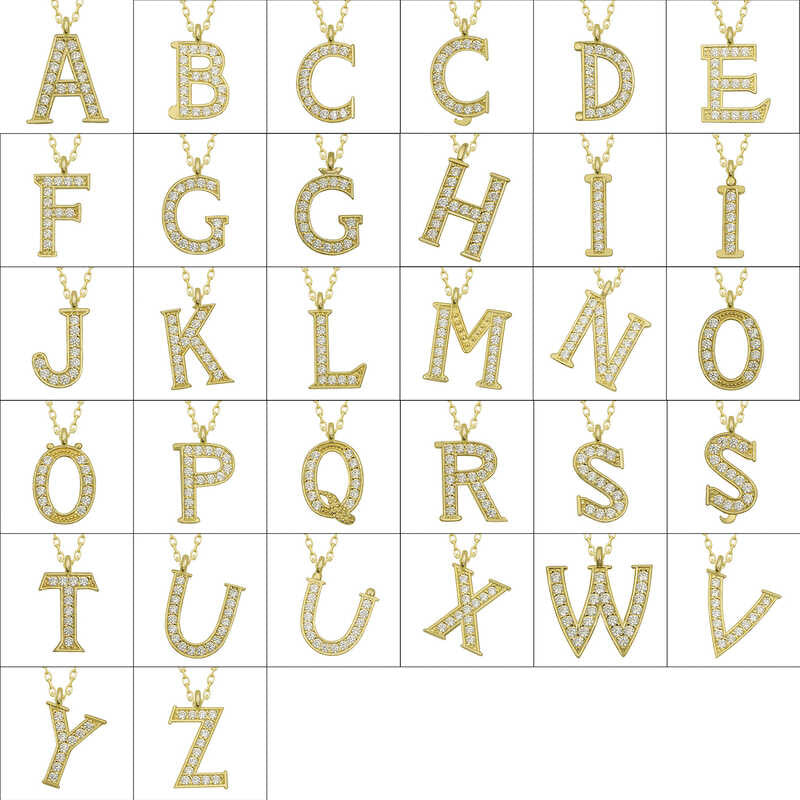 Initial Necklace - Gold-Tone Pave 'C' Letter Pendant