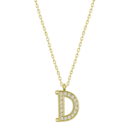 Necklace - Gold-Tone Sparkling Stone Letter D Initial Pendant