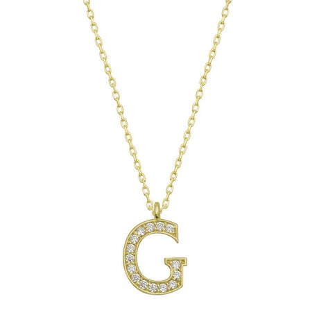 Gold-Tone Initial G Letter Pendant Necklace with Zirconia
