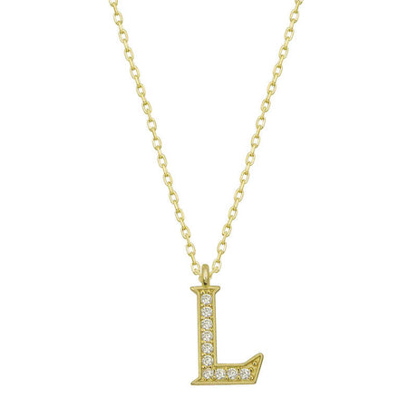 Initial Letter 'L' Necklace - Gold-Tone Pave Zirconia Pendant