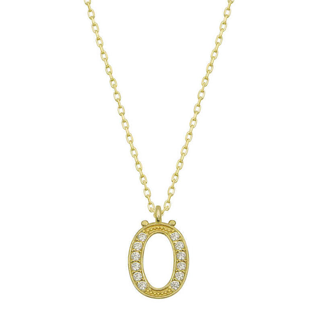 Necklace - Gold-Tone Initial 'O' Zirconia Pavé Pendant