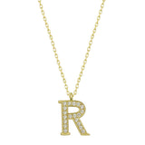 Necklace - Gold-Tone Sparkling Cubic Zirconia Initial R Pendant