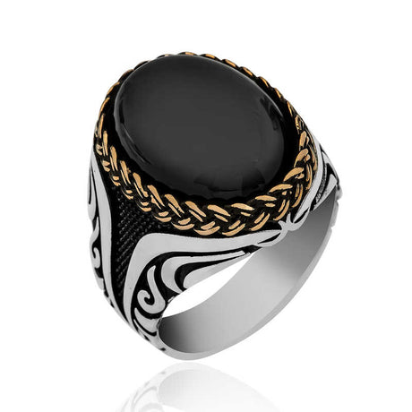 Premium Handcrafted Silver Onyx Stone Men's Ring