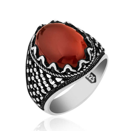 Premium Sterling Silver Men's Agate Ring