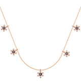 Rose Gold Plated Necklace - Dainty Floral Evil Eye Charm