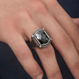 Premium Silver Black Zircon Men's Ring