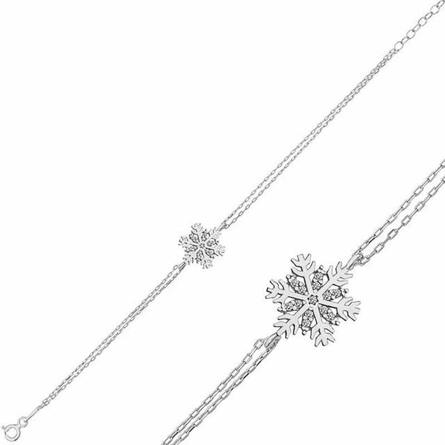Sterling Silver Snowflake Bracelet - Dainty & Sparkling Charm