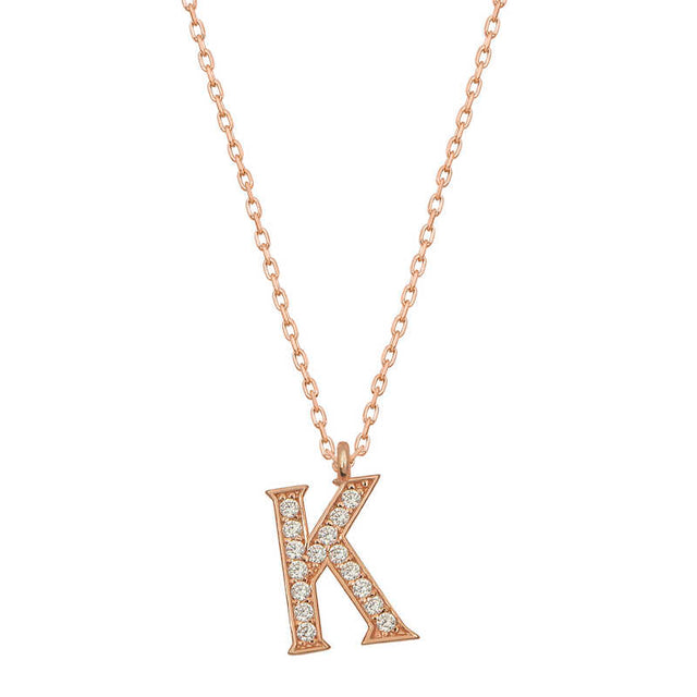 Rose Gold Plated Sterling Silver K Initial Necklace