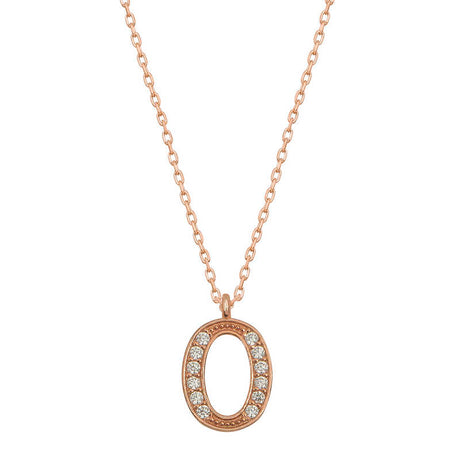 Rose Gold Plated 'O' Initial Necklace - Sparkling Letter Pendant