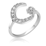 Ring - Sterling Silver Adjustable Moon & Star with Sparkle
