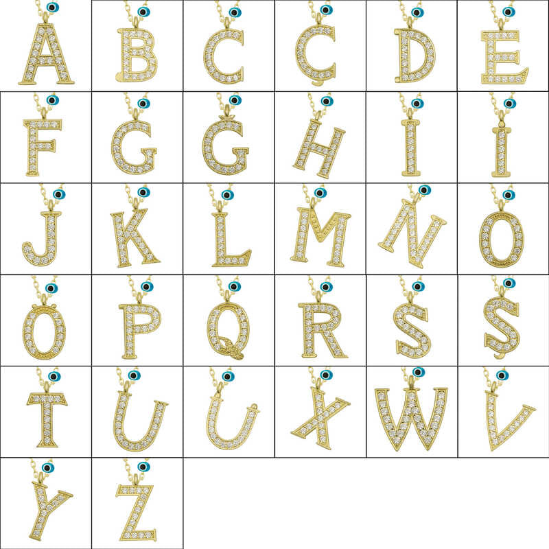 Gold-Tone Initial 'E' Necklace - Sparkling Stones & Evil Eye Charm