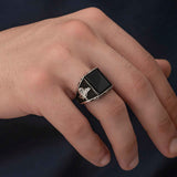 Premium Men's Sterling Silver Onyx Tughra Ring