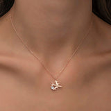 Necklace - Rose Gold Plated Sterling Silver Airplane with CZ