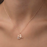 Necklace - Rose Gold Plated Sterling Silver Airplane with CZ