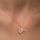 Necklace - Rose Gold Plated Sterling Silver Airplane with CZ