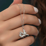 Sterling Silver Necklace - Dainty Airplane Solitaire Pendant
