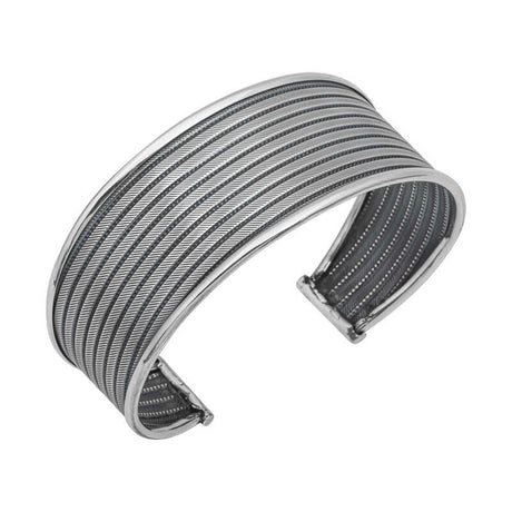 Sterling Silver Cuff Bracelet - Oxidized Multi-Strand Textured Design