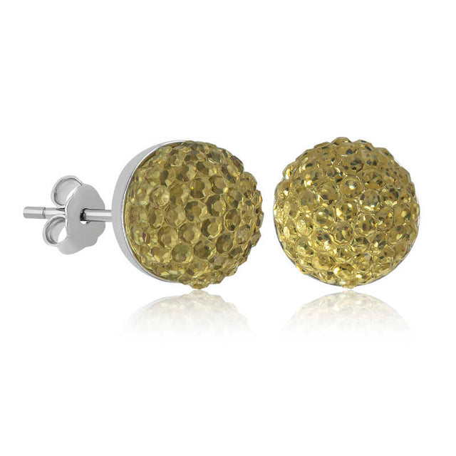 Sterling Silver Crystal Ball Stud Earrings - Shimmering Elegance