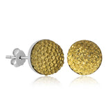 Stud Earrings - Silver-Tone Yellow Crystal Shimmer