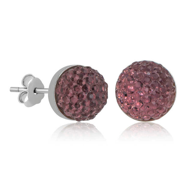 Sparkling Crystal Stud Earrings - Sterling Silver