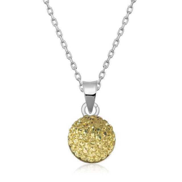 Necklace - Sterling Silver Dazzling Yellow Crystal Pendant