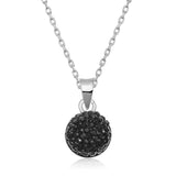 Necklace - Silver-Tone Black Crystal Shimmer Ball Pendant