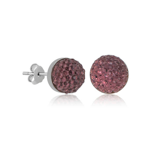 Sterling Silver Stud Earrings - Shimmering Crystal Pave Design