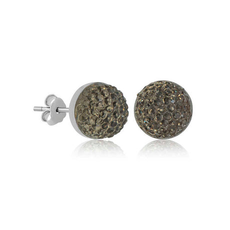 Stud Earrings - Sterling Silver Crystal Pave Ball