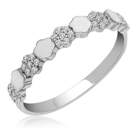 Ring - Silver-Tone Zirconia Clover Cluster Band