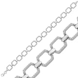Bracelet - Silver-Tone Geometric Link with Sparkling Zirconia