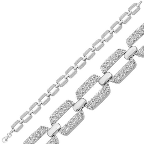 Sterling Silver - Zirconia Pave Link Bracelet