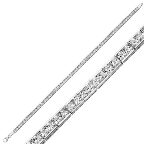 Bracelet - Sterling Silver Princess Cut Zirconia Tennis Style