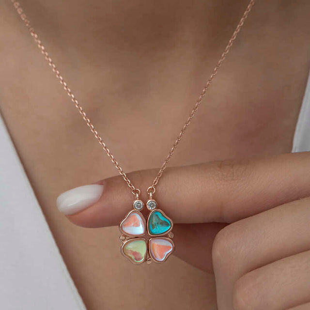 Sterling Silver Rose Gold Plated Convertible Clover Necklace