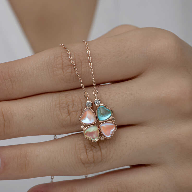 Sterling Silver Rose Gold Plated Convertible Clover Necklace