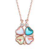 Sterling Silver Rose Gold Plated Convertible Clover Necklace