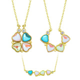 Convertible Clover Heart Necklace - Gold-Tone Iridescent Gemstone