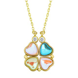 Convertible Clover Heart Necklace - Gold-Tone Iridescent Gemstone